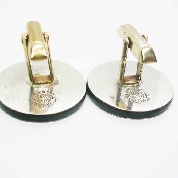 Vintage Sterling Silver Cufflinks Mayan Calendar Mexico 925 Men Formal Wear - Picture 4 of 5